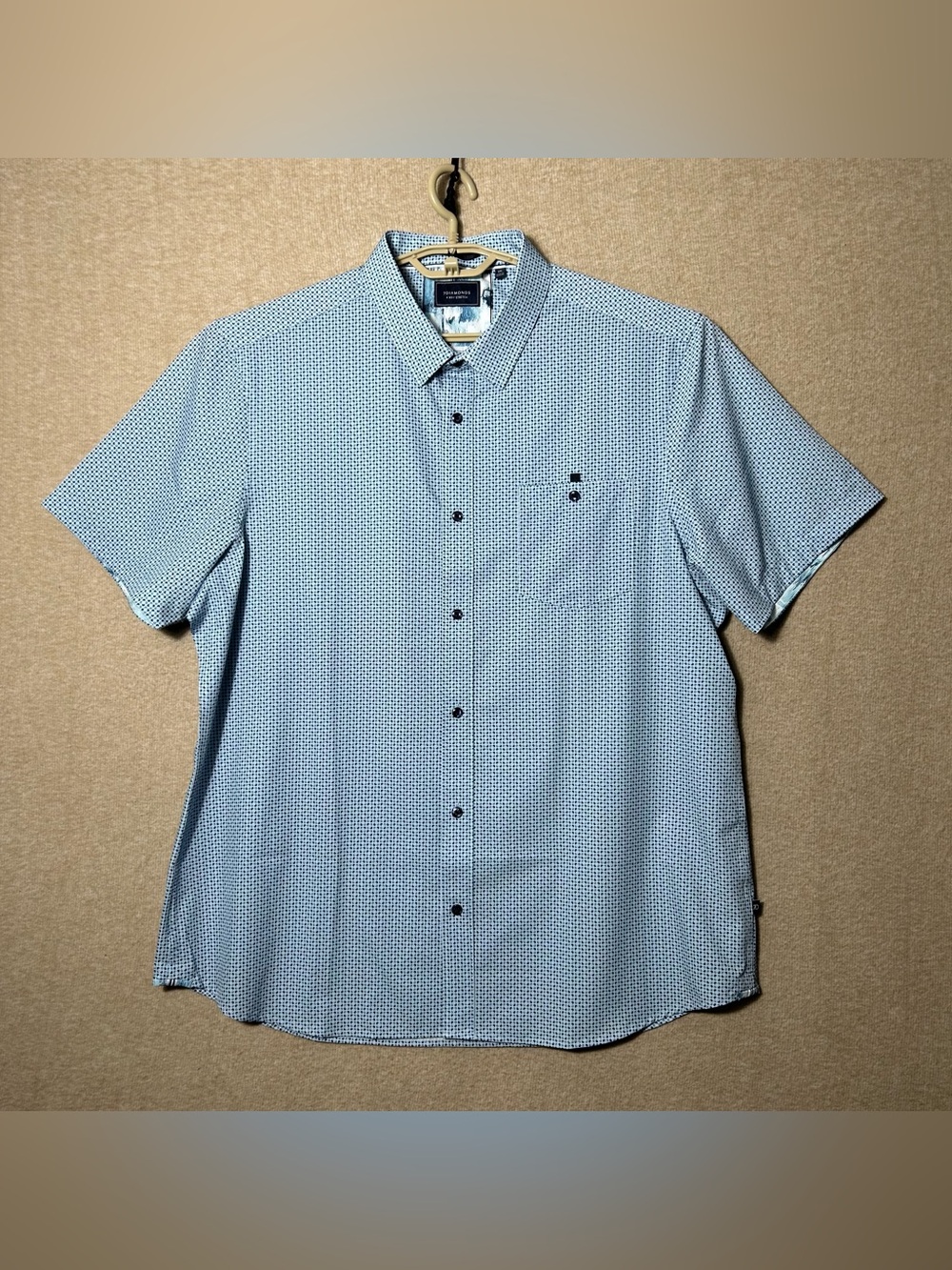 7 Diamonds 4 Way Stretch Shirt Mens XXL Blue Short Sleeve Golf Comfort Preppy
